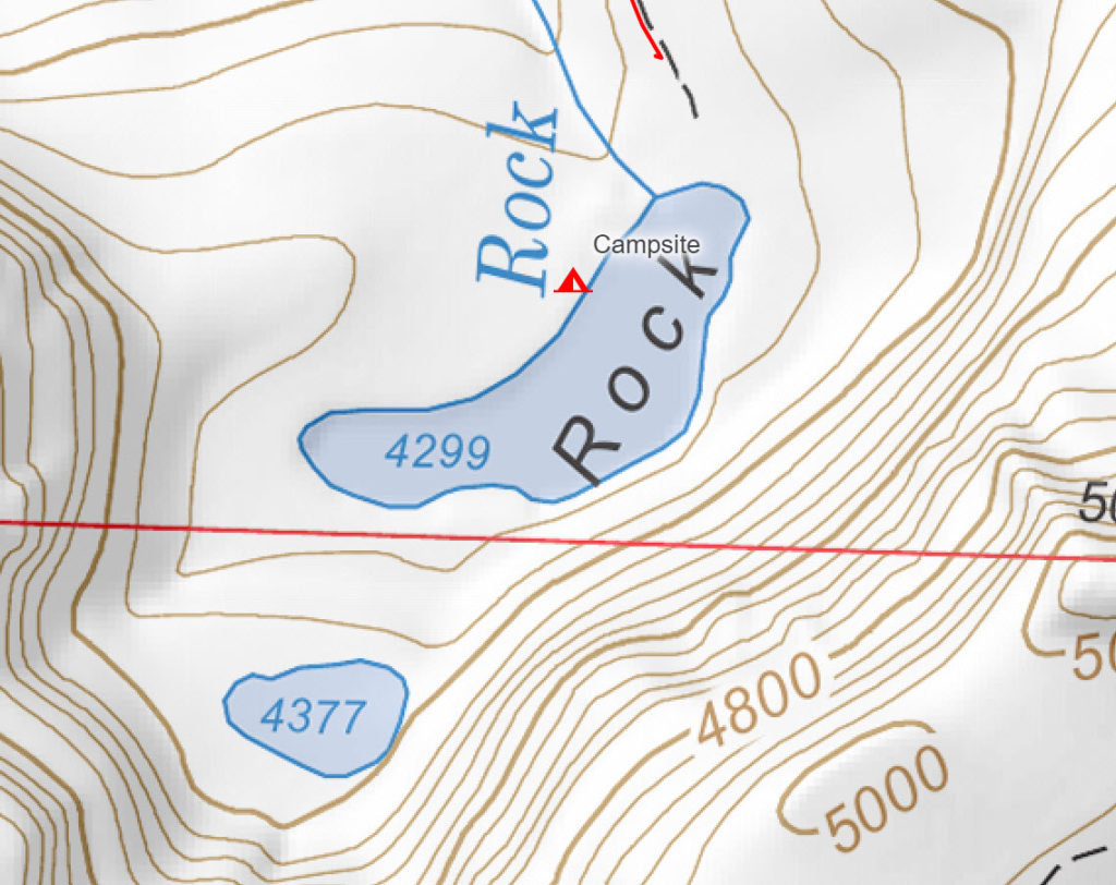 Middle Rock Lake campsite topo